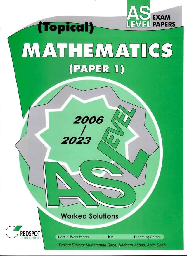 REDSPOT AS LEVEL MATHEMATICS PAPER 1 TOPICAL