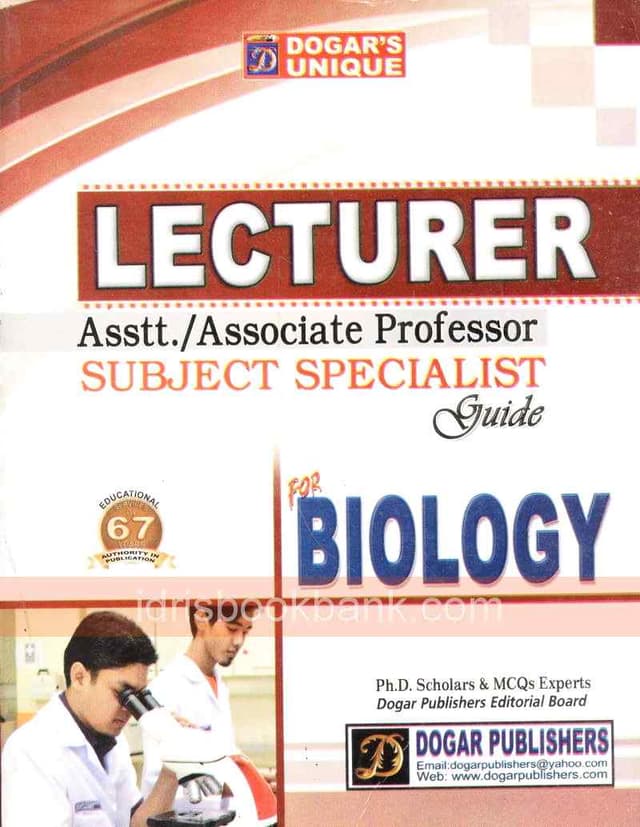 DOGAR UNI LECTURER SUB SPECIALIST GUIDE FOR BIOLOGY