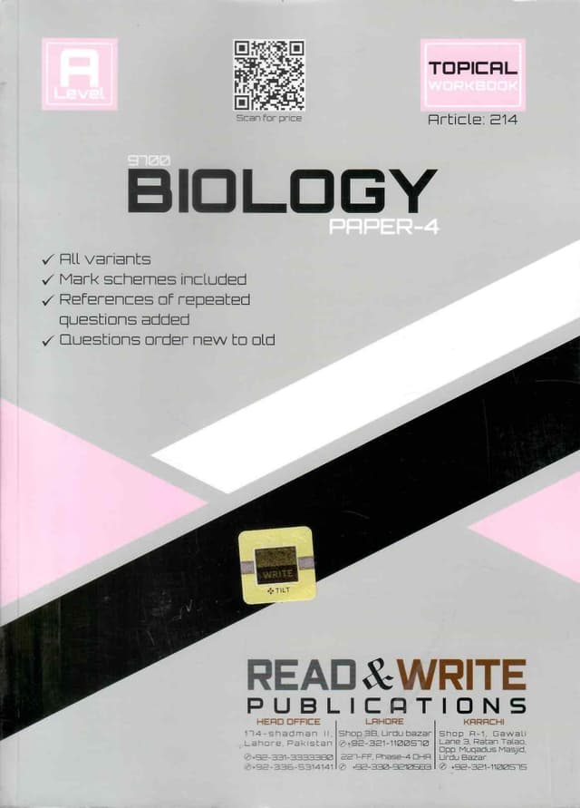 ARTICLE 214 BIOLOGY A LEVEL P4 TOPICAL WORK BOOK
