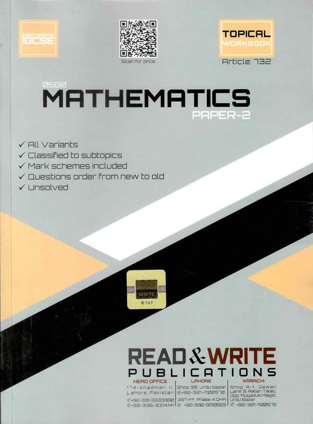 ARTICLE 732 MATHEMATICS IGCSE P2 TOPICAL WORK BOOK