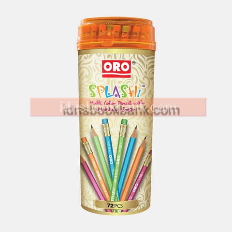 ORO SPLASH MULTI COLOUR PENCIL WITH ERASER 72 PCS