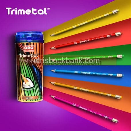 ORO TRIMETAL METALLIC PENCIL WITH ERASER 72 PCS