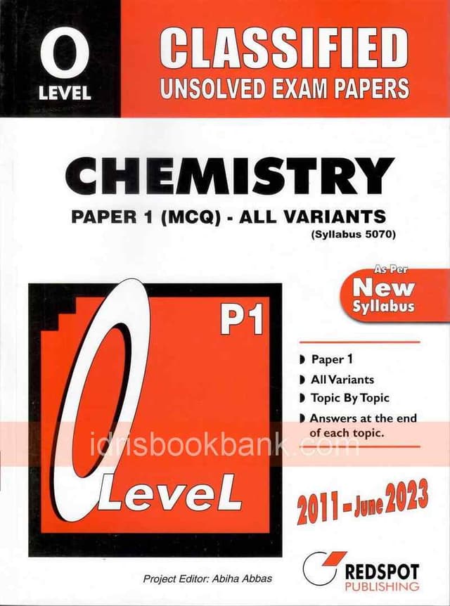 REDSPOT O LEVEL CLASSIFIED UNSOLVED CHEMISTRY PAP 1