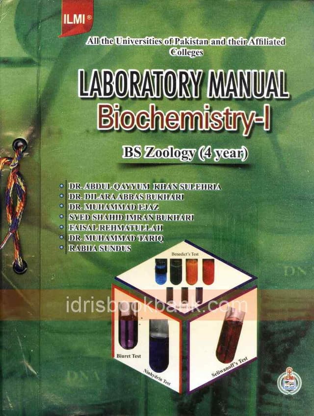ILMI PC BIOCHEMISTRY P1 BS ZOOLOGY 4TH YEAR