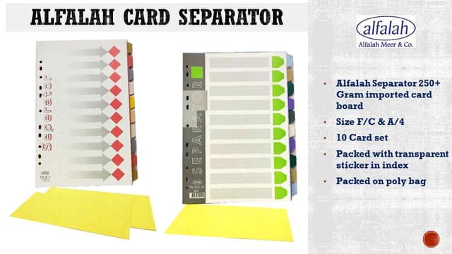 ALFALAH FILE SEPARATOR A4 SIZE NO-1048-5