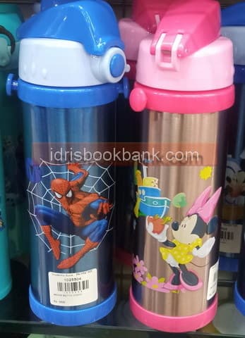 WATER BOTTLE PLASTIC CARTOON CHARACTER WITH STRAW