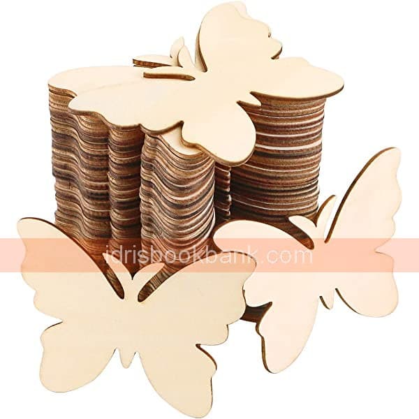 CRAFT ITEM WOODEN BUTTERFLY 6 PCS