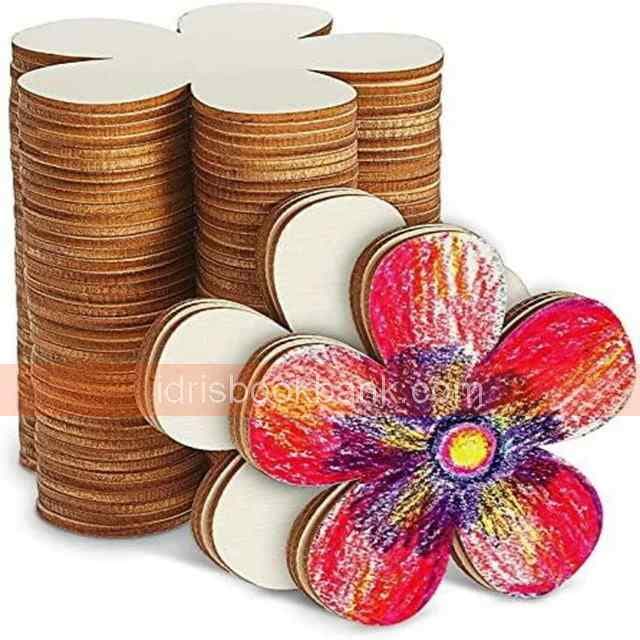 CRAFT ITEM WOODEN FLOWERS 6 PCS