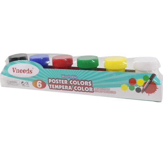VNEEDS POSTER COLOUR TEMPERA 6 PCS SET NO 1006C