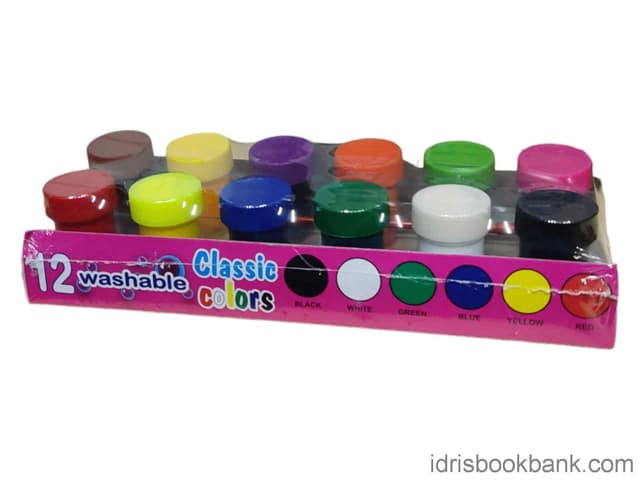 POSTER PAINTS WASHABLE SCHOOL QUALITY 12 PCS SET NO 1012C