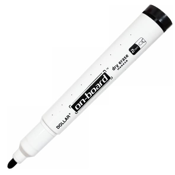 DOLLAR DRY ERASE BOARD MARKER 2MM BLACK ROUND TIP
