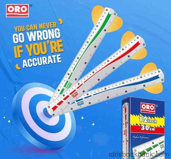 ORO RULER 12 INCH 30CM TRANSPARENT WHITE & DIFFERENT COLOURS NO 421