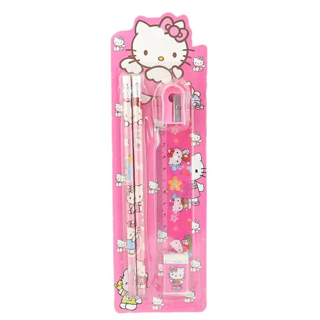 STATIONERY SET 4 PCS PENCIL ERASER RULER WITH SHARPNER