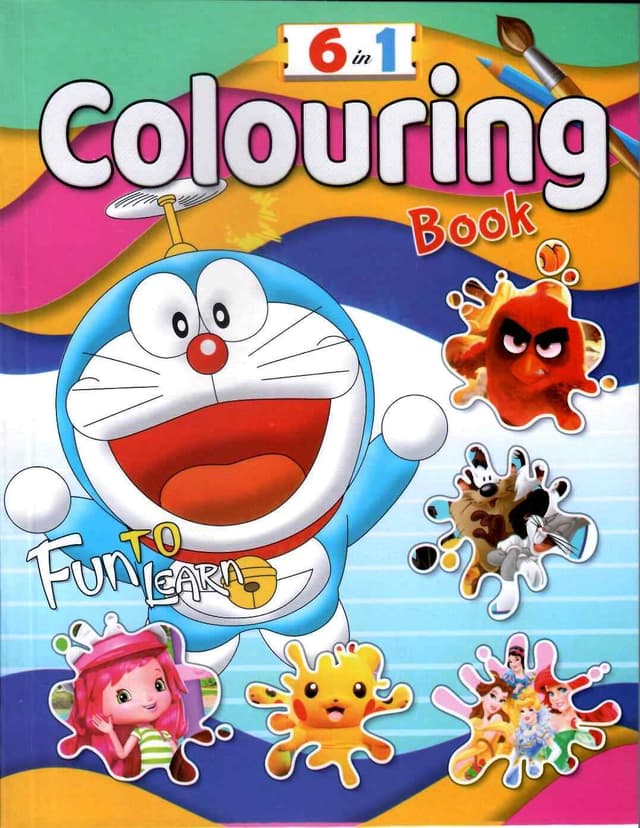 COLOURING BOOK 6 IN 1 FUN TO LEARN HELLO KIDS