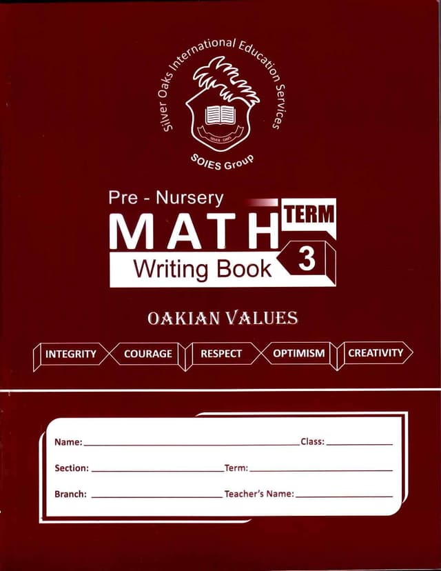 SILVER OAKS WB MATH PRE NURSERY TERM 3