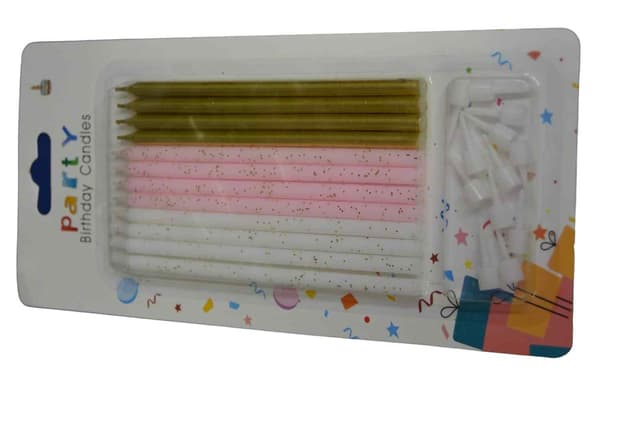 PARTY HAPPY BIRTHDAY CANDLES GLITTER SHINING 12 PCS PACK