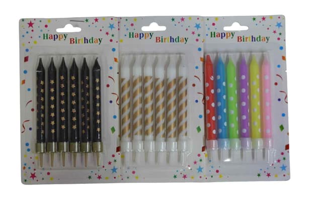 HAPPY BIRTHDAY CANDLES 6 PCS PACK NO X1