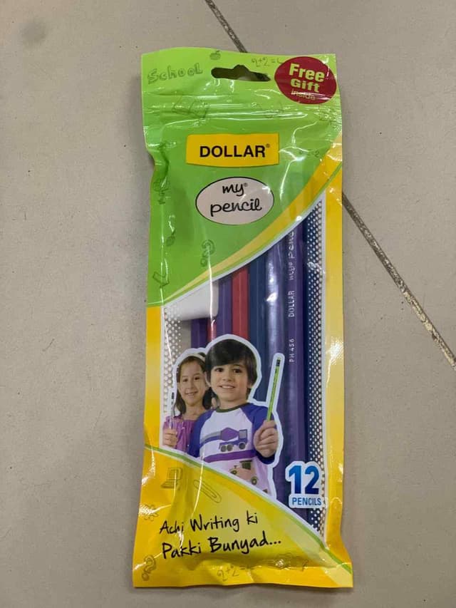 DOLLAR MY PENCIL 12 PCS PACK FREE GIFT INSIDE