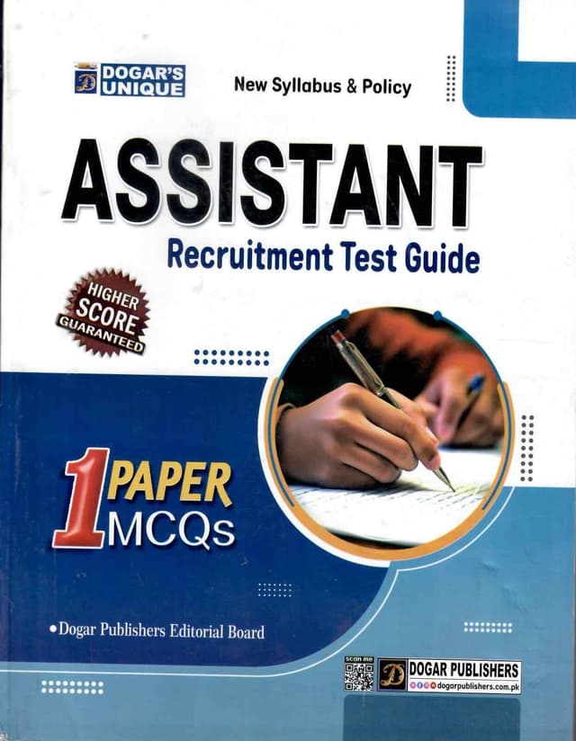 DOGAR UNI ASSISTANT RECRUITMENT TEST GUIDE 1 PAPER MCQS