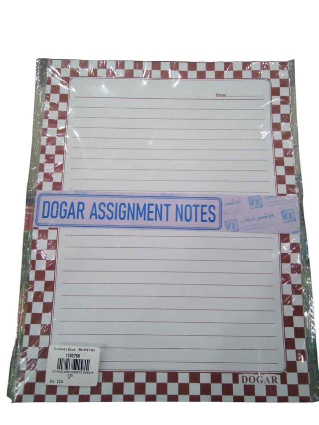 DOGAR ASSIGNMENT SHEETS NOTE
