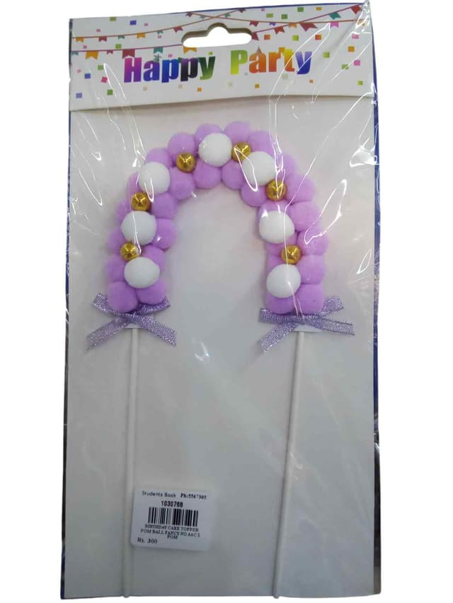 BIRTHDAY CAKE TOPPER POM POM BALL FANCY NO AAC 26