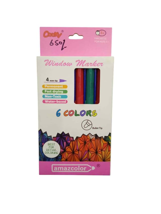 COOKY WINDOW MARKER 6 COLOURS PACK 4MM TIP NO N298049