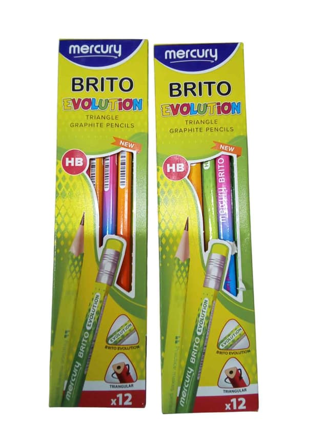 MERCURY BRITO EVOLUTION TRIANGLE GRAPHITE LEAD PENCILS 12 PCS PACK