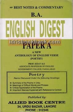 ENGLISH DIGEST BA PAPER A (POETRY)