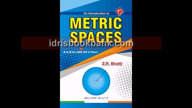 AN INTRODUCTION TO METRIC SPACES 7E