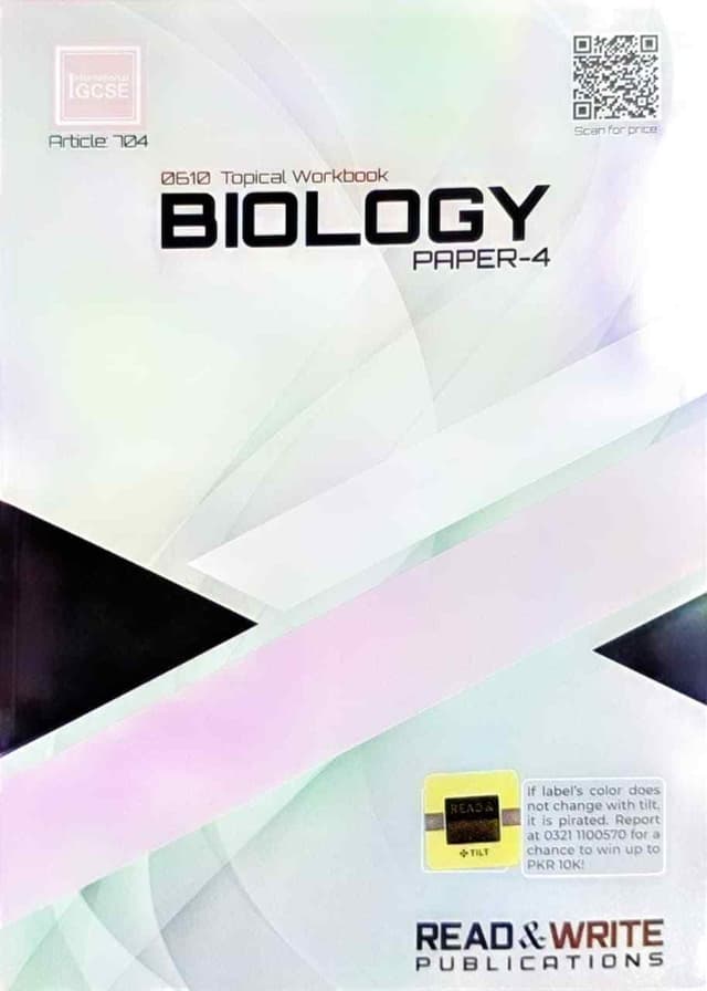 ARTICLE 704 BIOLOGY 0610 P4 TOPICAL WORK BOOK