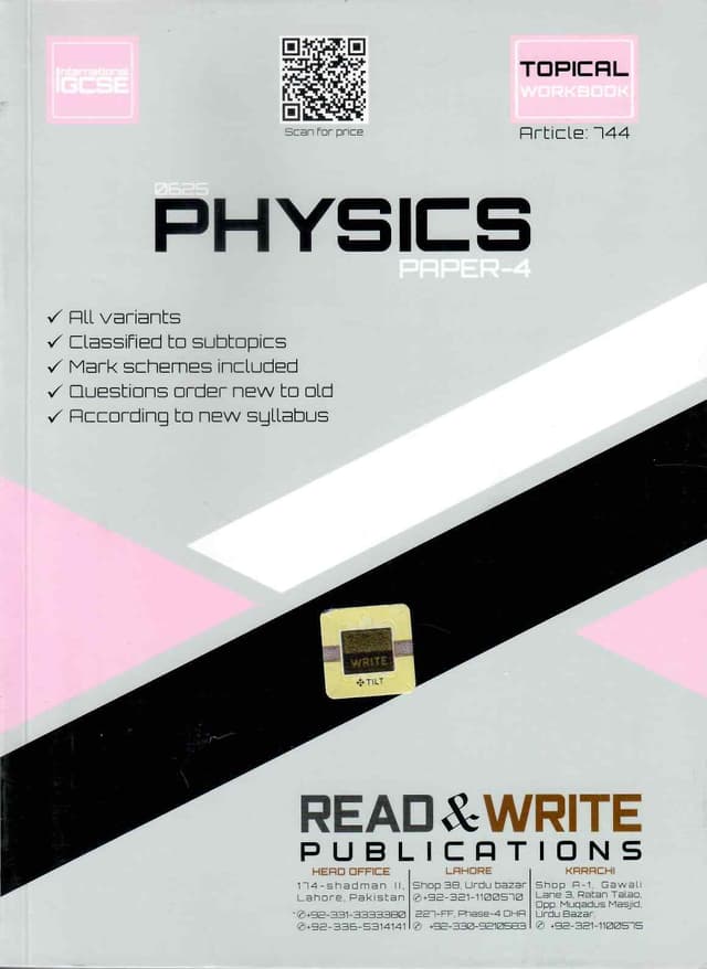 CAMBRIDGE IGCSE ARTICLE 744 PHYSICS 0625 4 TOPICAL WORK BOOK
