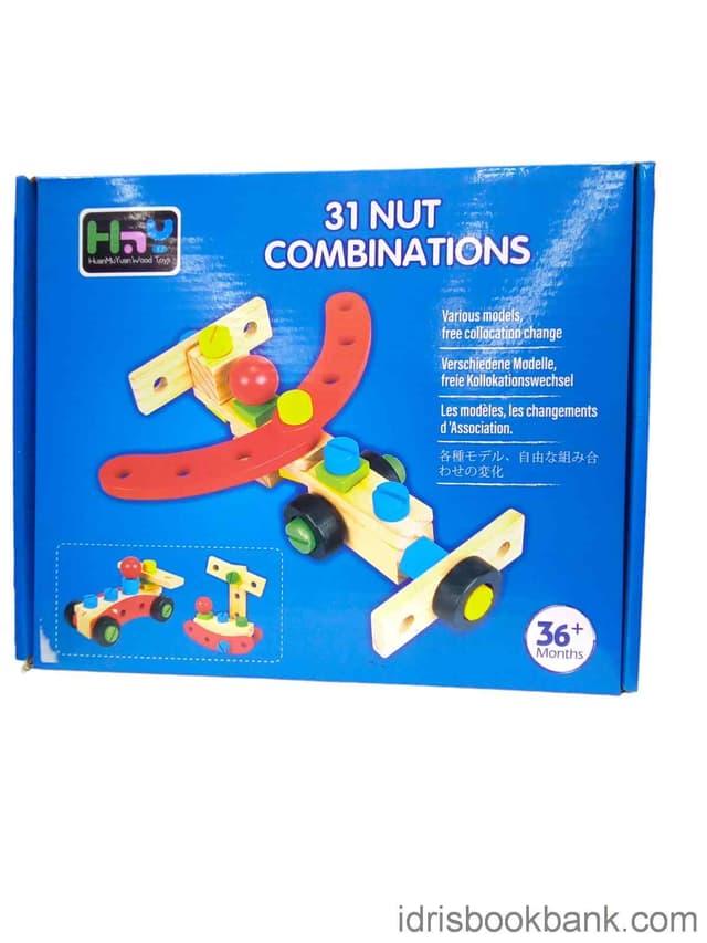 WOODEN TOY NO-808 31 NUT COMBINATION