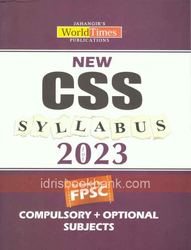 JAHANGIR WORLD TIME NEW CSS SYLLABUS 2023 FOR FPSC COMPLUSORY + OPTIONAL SUBJECTS