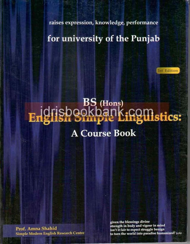 ENGLISH SIMPLE LINGUISTICS BS (HONS)