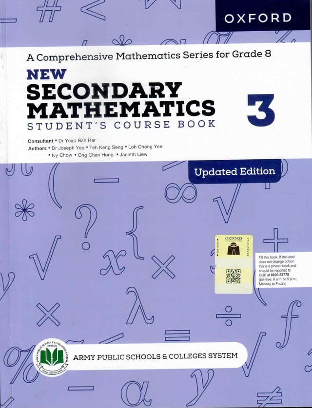 OXFORD NEW SECONDARY MATHEMATICS STUDENTS COURSE  BOOK 3 UPDATED EDITION