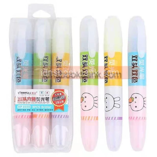 CHANGLI DOUBLE SIDE HIGHLIGHTER 3 PCS