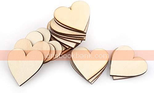CRAFT ITEM WOODEN HEART 14 PCS