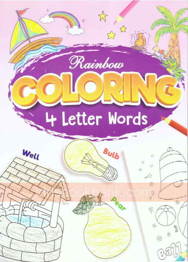 RAINBOW COLOURING BOOK 4 LETTER WORDS