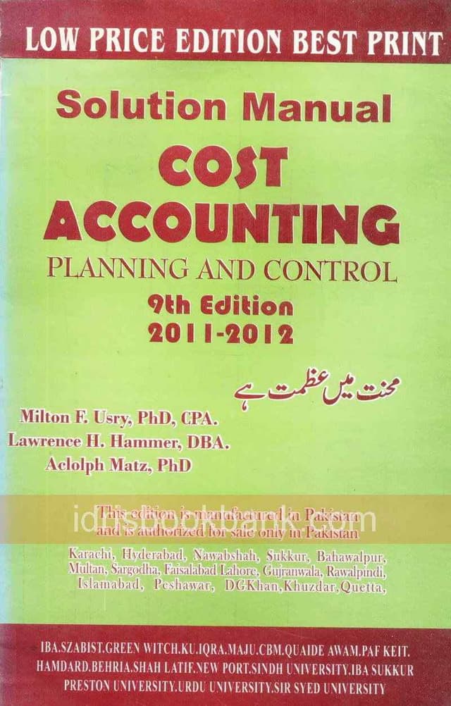 AZEEM KEY TO COST ACCOUNTING BCOM P2