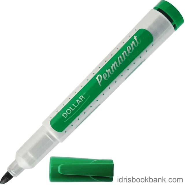 DOLLAR PERMANENT MARKER GREEN REFILLABLE 2MM ROUND TIP