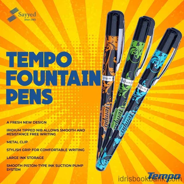TEMPO FOUNTAIN PEN STYLISH GRIP COMFORTABLE WRITING