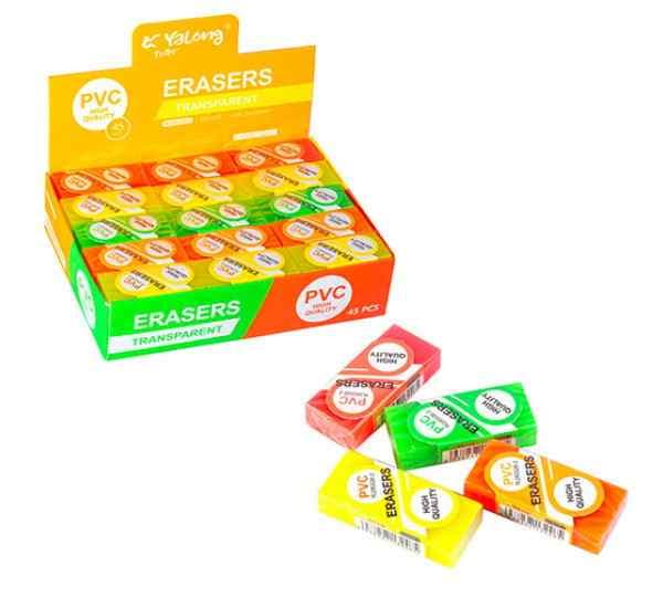 YALONG ERASER PVC CANDY COLOUR TRANSPARENT NO YL191520-2