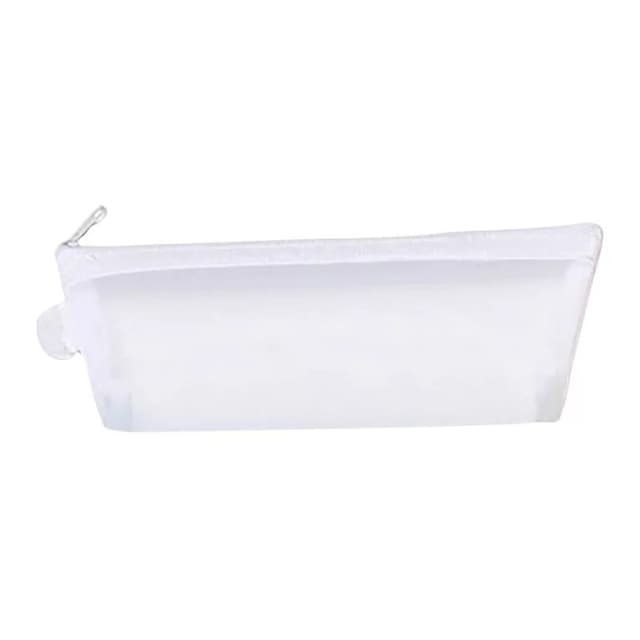 PENCIL POUCH WHITE JALI TRANSPARENT FANCY