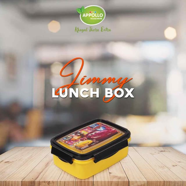 APOLLO JIMMY ACRYLIC LUNCH BOX HOUSE WARE WITH FORK INSIDE