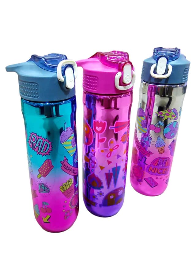 WATER BOTTLE FANCY PLASTIC COLOURED NO 7677 W117