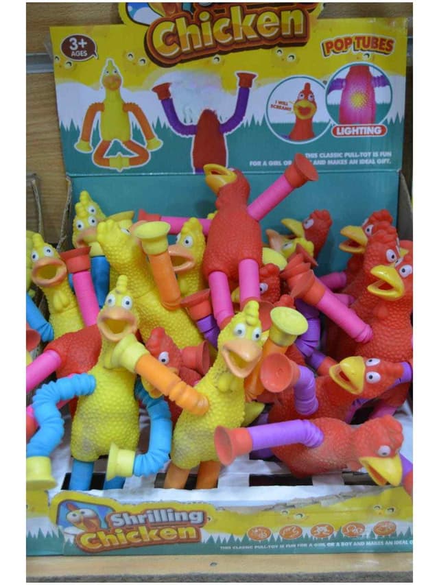 SHRILLING CHICKEN POP TUBES LIGHTING 3+ AGES