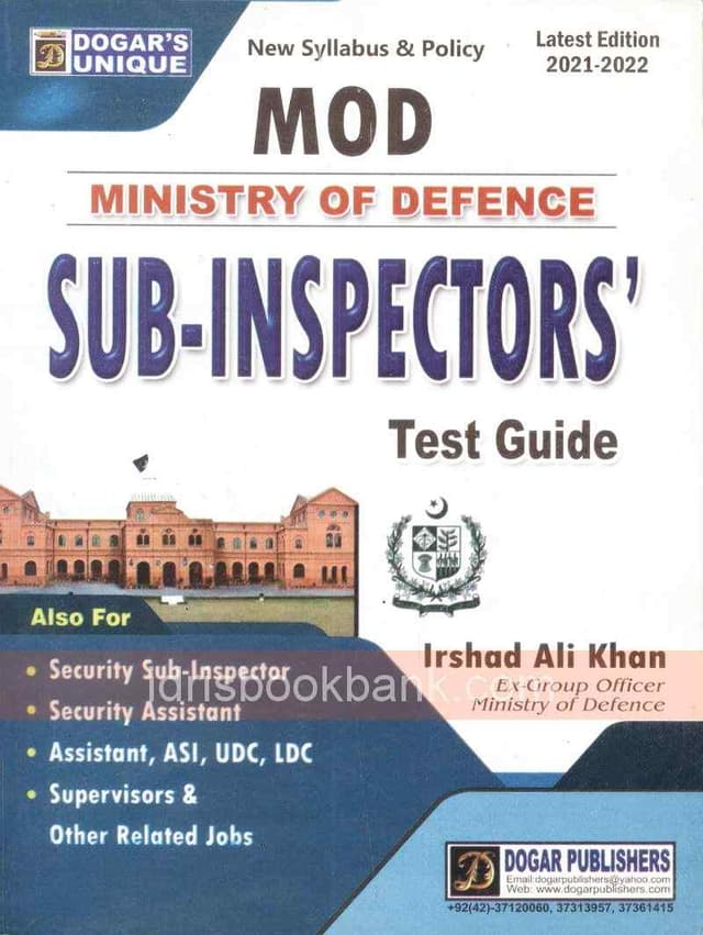 DOGAR BRO MOD MINISTRY OF DEFENCE GUIDE DIRECTOR & SUB INSPECTOR