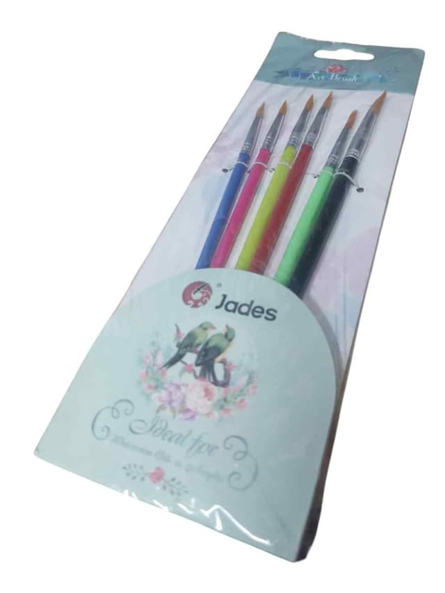 JADES ART BRUSH 6 PCS PACK SET ROUND TIP NO 577 6A