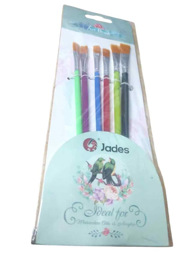 JADES ART BRUSH 6 PCS PACK SET FLAT TIP NO 577 6C
