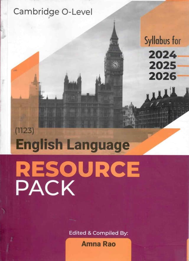 CAMBRIDGE O LEVEL ENGLISH LANGUAGE RESOURCE PACK